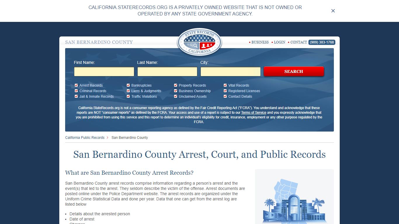 San Bernardino County Arrest, Court, and Public Records